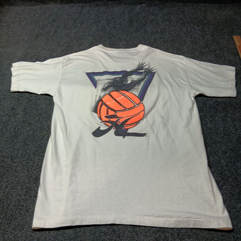 Vintage Hobie Volley Ball Shirt Adult Large White 80s 90s Single‎ Stitch Puff